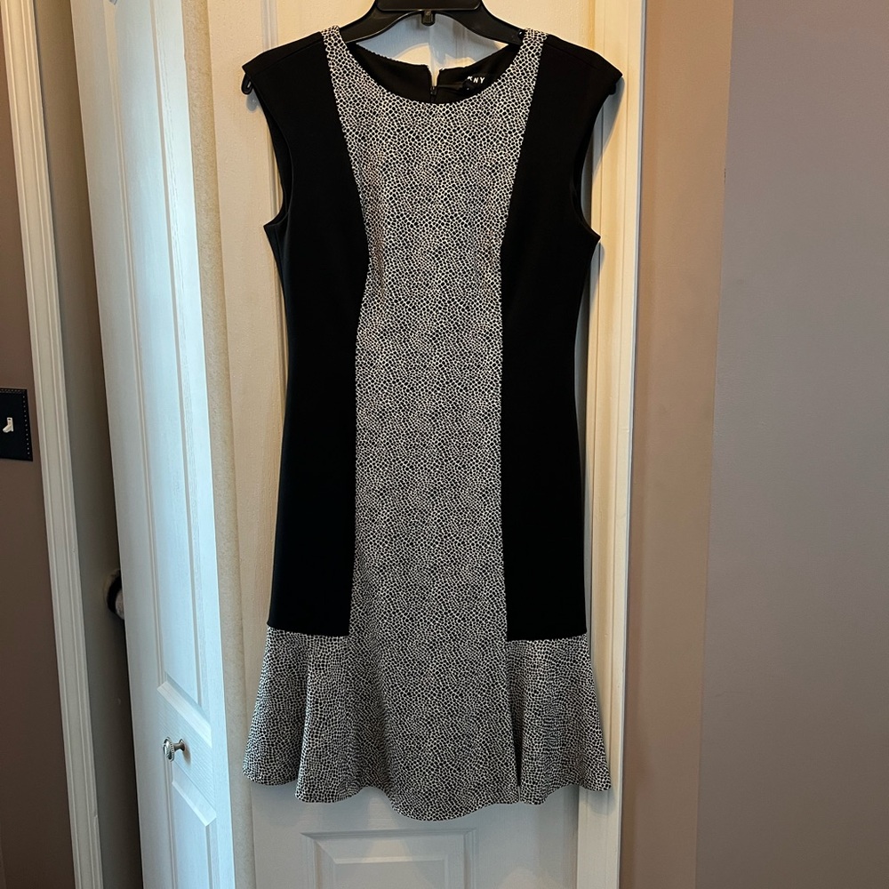 DKNY dress - Black with black & white print.